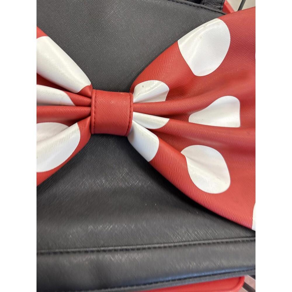 DISNEY PARKS MINNIE MOUSE BLACK HANDBAG PURSE ~15"x9"x6" POLKA DOTS Ltd  Edition